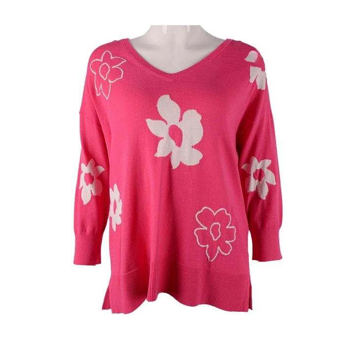 Rose Red Floral Women Pullover